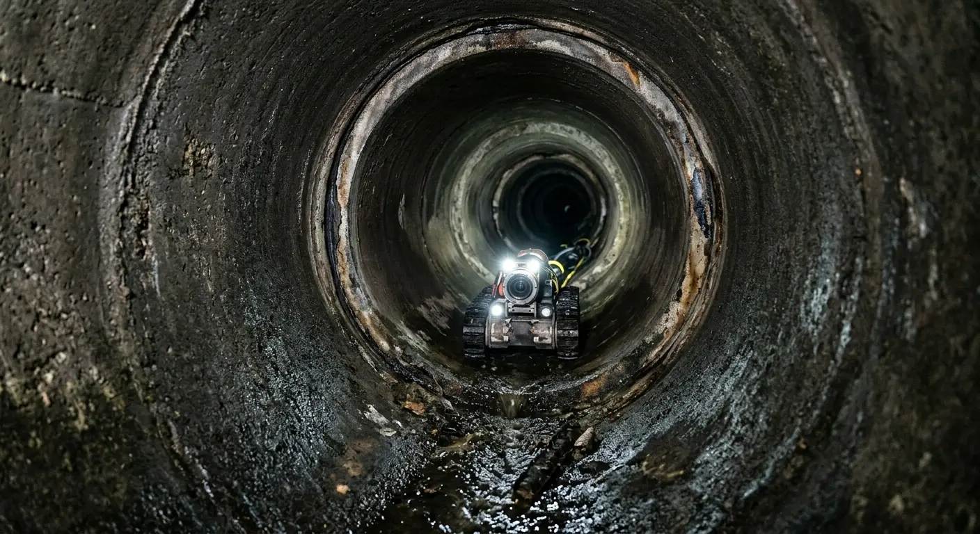 Robotic sewer camera inspecting pipe interior for Sewer Line Cleaning in South Hill